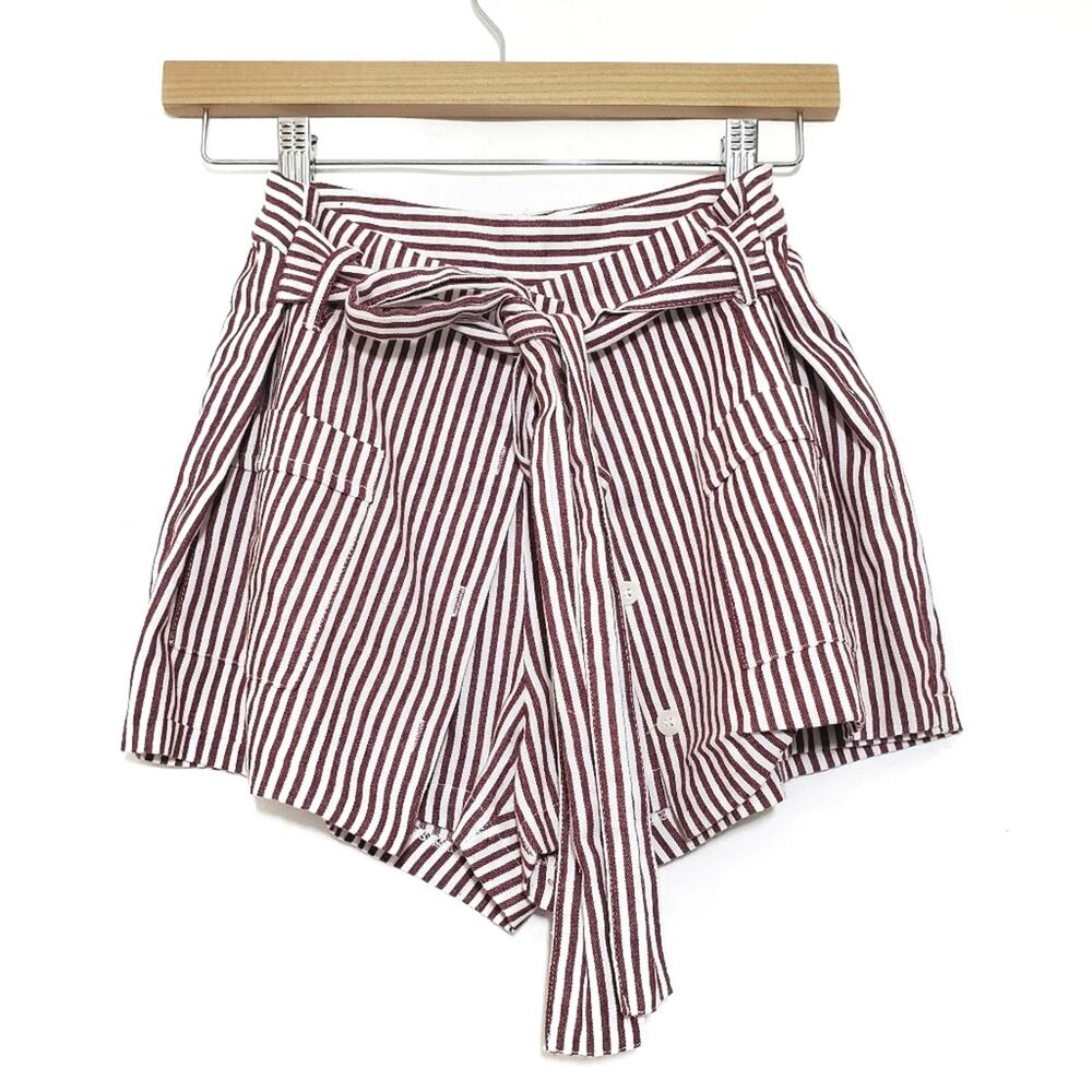 Essue | Split Button Up High Waist Skort Shorts Skirt Belted with Pockets